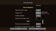 Toggle off the 'Update fire' in game rules before creating a new Minecraft world (Image via Mojang)